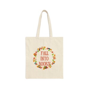 Fall Into Books Cotton Canvas Tote Bag