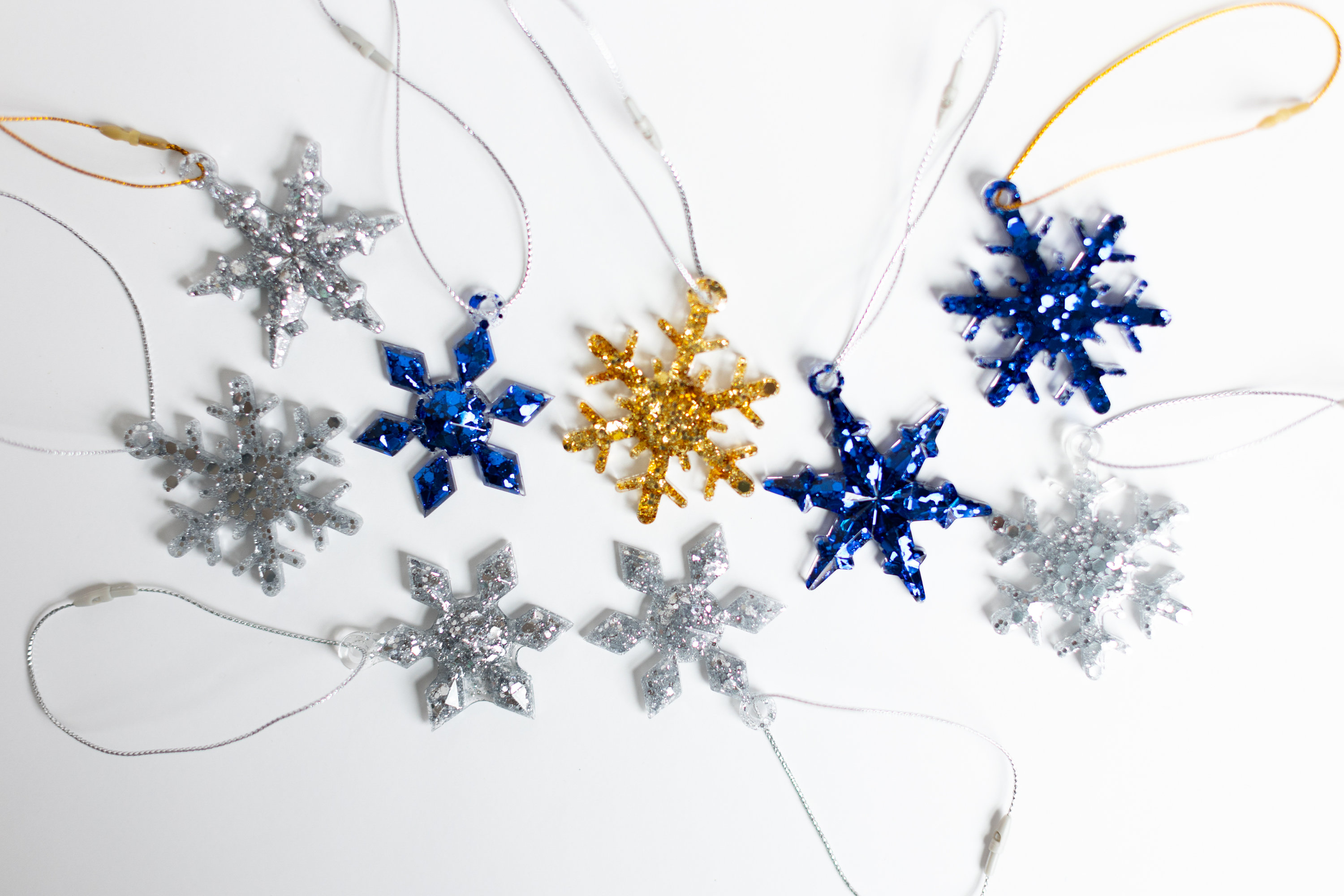 Christmas Snowflake Ornaments | Set of 3 | Epoxy Resin | Customizable | Christmas Ornament | Handmade |