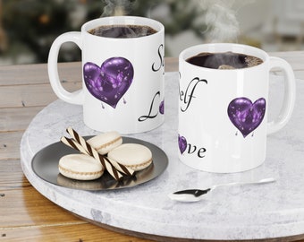 Purple Heart Mug #1, Self Love, (11oz\15oz\20oz)