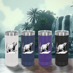 Grizzly Skinny Tumbler - Polar Camel 22 oz Stainless Steel Cup with Lid, Double-Wall Insulated Gift for Him, Birthday or Groomsman Gift