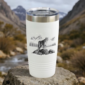 Lynx Insulated Travel Tumbler - 20oz Polar Camel Mug with Claw Design - Stainless Steel Gift for Him, Nature Lovers, Hikers, Her, Son, Lynx