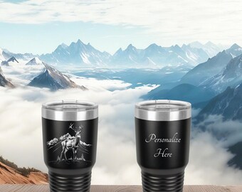 Deer 30oz Polar Camel Tumbler - Personalized Insulated Travel Mug without Handle - Rugged Nature Gift for Him or Hikers