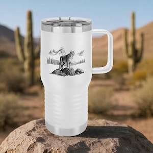 Lynx Insulated Travel Tumbler - 20oz Polar Camel Mug with Claw Design - Stainless Steel Gift for Him, Nature Lovers, Hikers, Husband, Son