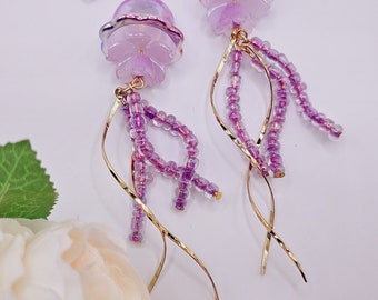 Lila Quallen Ohrringe