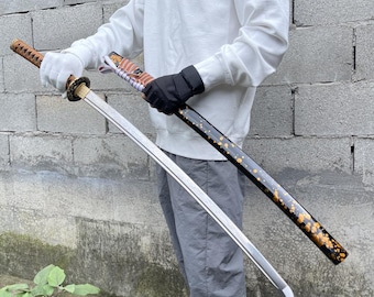 Handmade Patterned Steel Katana: Fantasy Samurai Sword