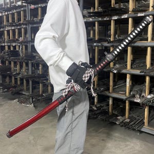 Handmade Samurai Sword Taijutsu Original Design Red Theme Sword Best Gift for Boyfriends and Fathers Creative Training Sword