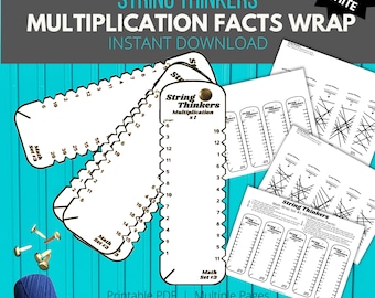 Multiplication Facts: String Thinkers Math Wrap Set #3, Self-Correcting Flashcard Alternative for Drill and Practice (Black & White Version)