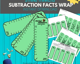 Subtraction Facts: String Thinkers Math Wrap Set #2, Self-Correcting Flashcard Alternative for Drill and Practice (Color Version)