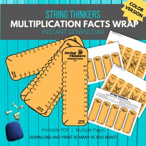 Fatti sulla moltiplicazione: String Thinkers Math Wrap Set #3, alternativa alle flashcard autocorrettive per esercizi ed esercitazioni (versione a colori)