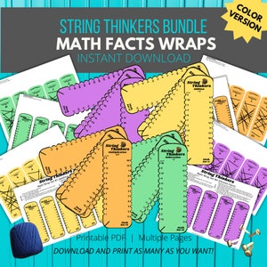 Math Facts: String Thinkers Math Wrap Bundle, Self-Correcting Flashcard Alternative for Drill and Practice (Color Version)