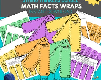 Math Facts: String Thinkers Math Wrap Bundle, Self-Correcting Flashcard Alternative for Drill and Practice (Color Version)