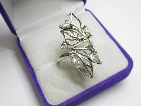 Women,Sterling 925 Silver ring,Floral Design,Cubi… - image 1