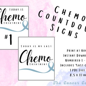 Printable Chemo Countdown Signs | Last Day of Chemo Sign | Print at Home | Sign Set | Final Chemo Treatment | Done Chemo | Chemo Rounds