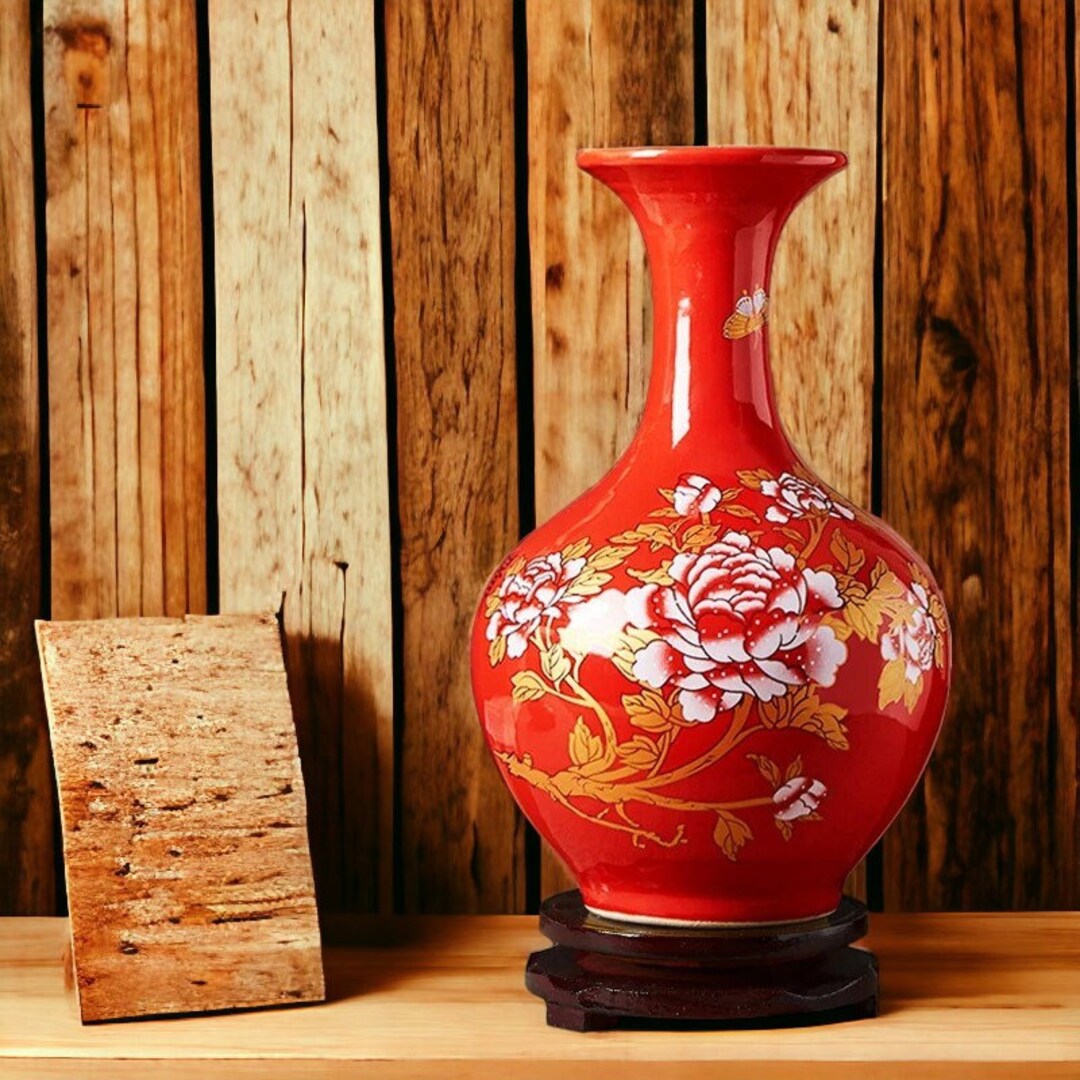 Chinese Christmas Vase Chinese New Year Vase Festive Ceramic Etsy
