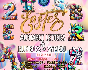 Easter Font Alphabet Letters Clip Art PNG Download ,Alphabet Bundle Letters,Alphabet Font PNG,Easter Clipart,Easter Number and Symbol PNG