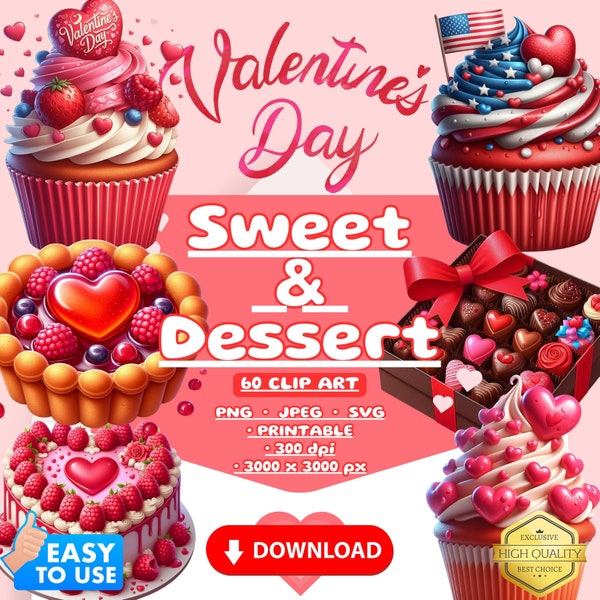 Valentines Cakes Clipart PNG Download,Valentines Day Clipart,SVG Valentine's Day Clipart, Valentine Printable,Chocolate Hearts PNG, Love Png