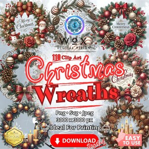 Christmas Wreath 2024 Download Christmas Png Wreath Svg, Christmas Graphics , Christmas Clipart, Christmas Ornaments, Christmas Tree Png