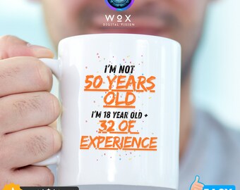 50th Birthday Graphic Design Mug Backdrop Printable, Happy Birthday Mug, Graphic Mug Funny, 50th Birthday Cup, 50th Birthday Party,50th Png