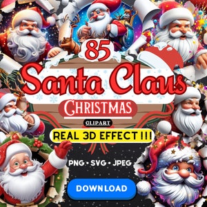 Babbo Natale Clipart 3D di alta qualità, ClipArt di Babbo Natale, ClipArt di Natale, Buon Natale, Download digitale, Licenza commerciale gratuita