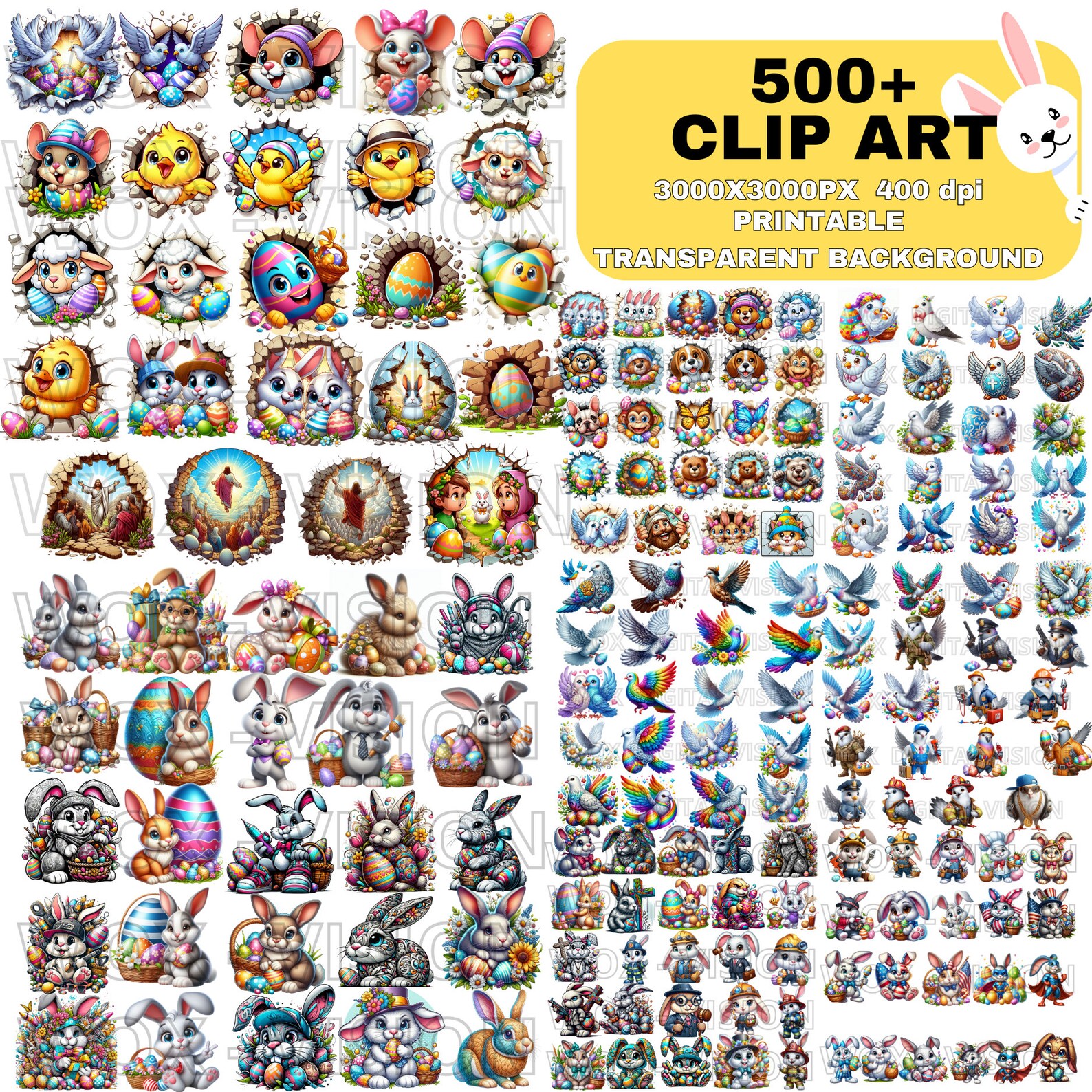 Easter Background Clip Art Bundle Png Downloadable Editable,easter Mega ...