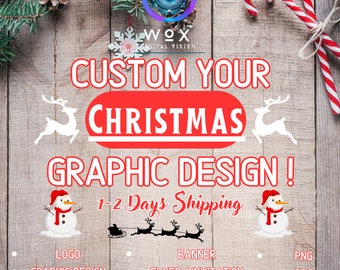 Logotipo navideño personalizado, logotipo personalizado, diseñador gráfico navideño en línea, PNG navideño, folleto personalizado