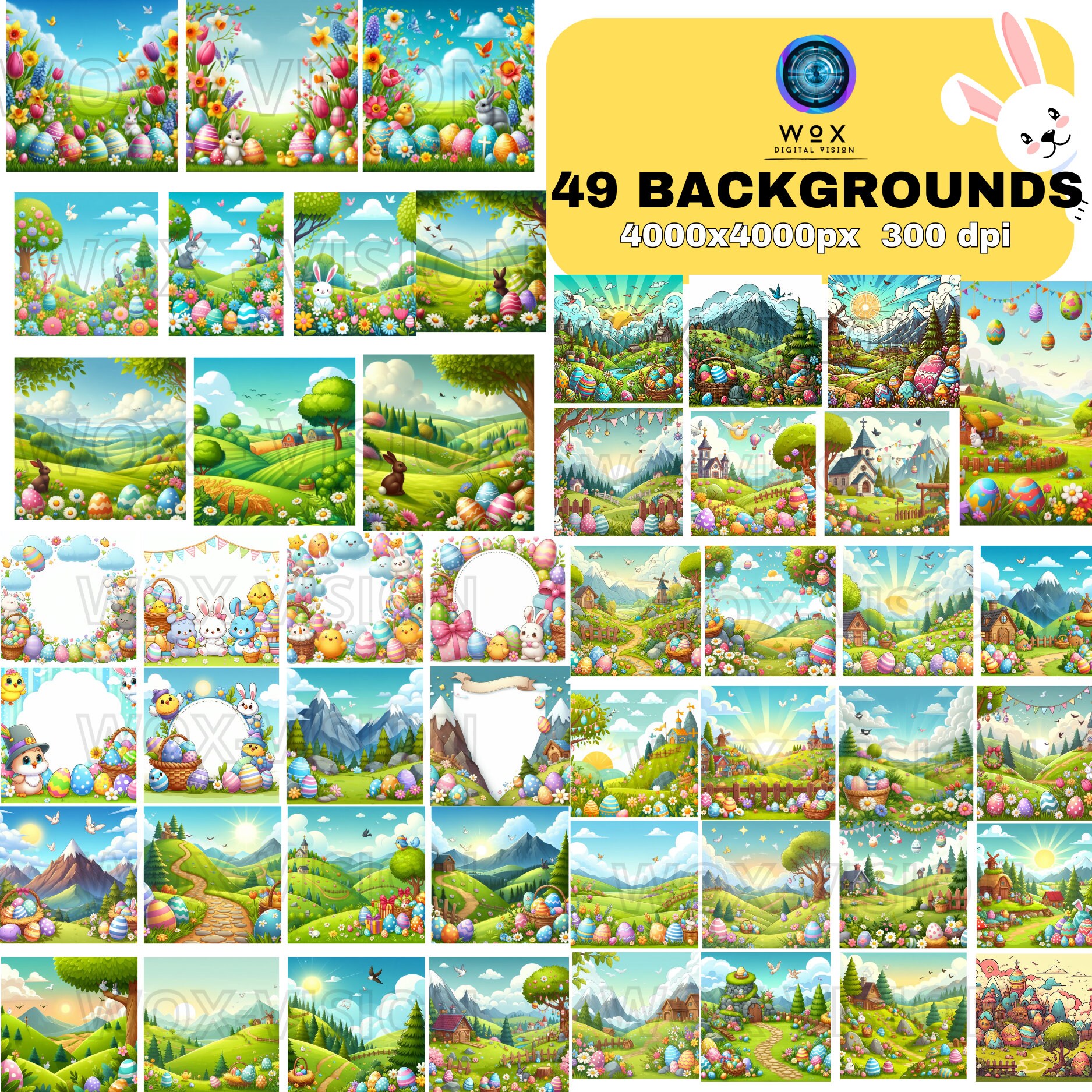 Easter Background Clip Art Bundle Png Downloadable Editable,easter Mega ...