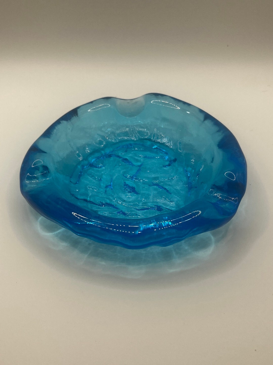 Vintage Midcentury Hand Blown Glass Ashtray Etsy