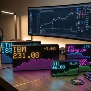 Acciones en vivo, criptomonedas, Forex, índices, oro, plata, precio de metales preciosos, pantalla LED retro
