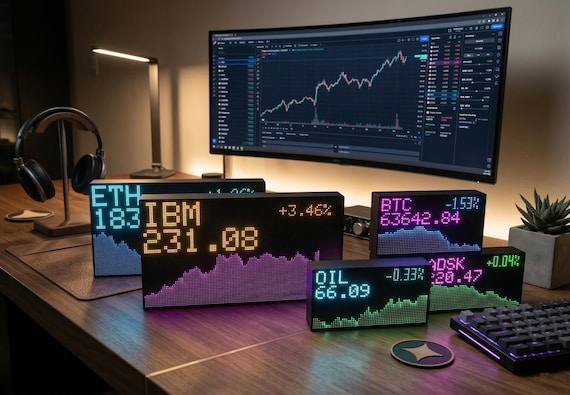 Live Stock Crypto Forex Indices Gold Silver Precious Metal Price Retro LED Display