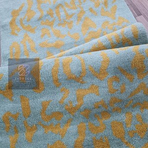 multi rug 3x10 Hand knotted Vintage Turkish Rug, Modern Abstract Pattern contemporary large area rugs for home and living room.