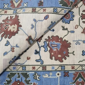blue floral hand knotted Oushak rugs rug for living bedroom area rug available size