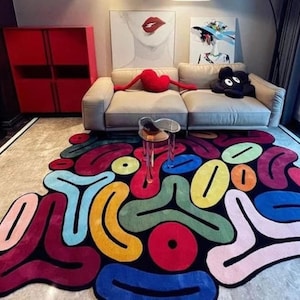 Hand Tufted Rug Luxury pretty  Abstract Irregular Shape Carpet 100% New Zealand Wool Handmade Woven Area Rug for Living Room, Dining Room