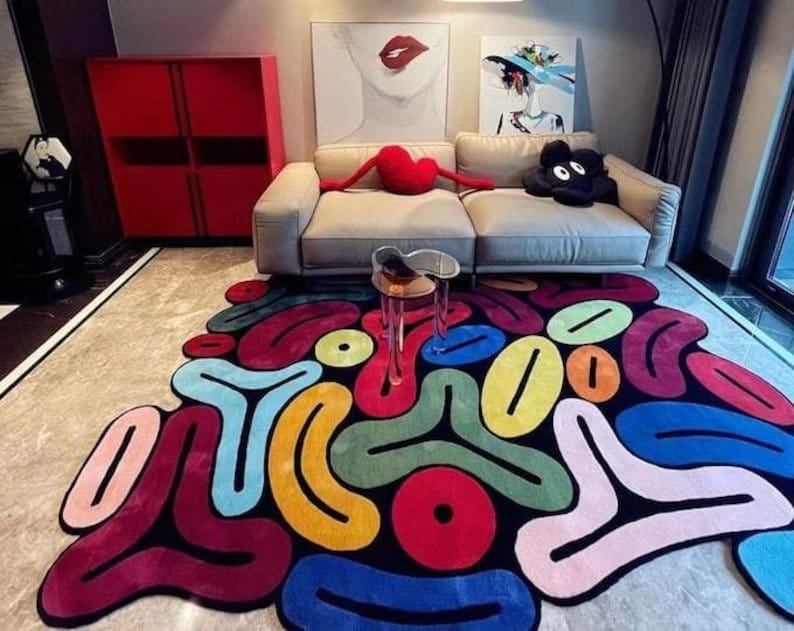 Hand Tufted Rug Luxury pretty  Abstract Irregular Shape Carpet 100% New Zealand Wool Handmade Woven Area Rug for Living Room, Dining Room