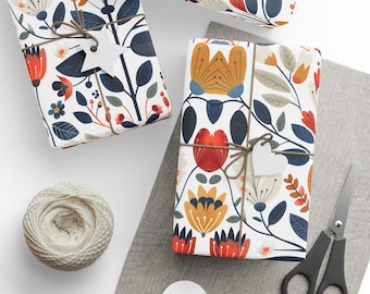 Retro Floral Wrapping Paper: Botanical Gift Wrap