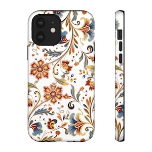 Traditional Rosemaling Phone Case - Floral Phone Case - Flower Phone Design - Scandinavian Design - Iphone /Samsung - Tough case