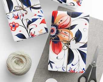 Floral Gift Wrap: Scandinavian Folk Art Wrapping Paper