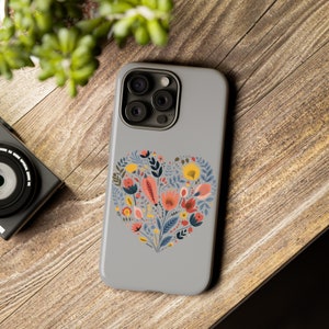 Botanical Flower Heart Design - Scandinavian Inspired - Minimalistic - Flowers - Unique Gift - Iphone - Samsung - Phone Case