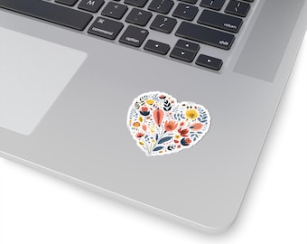 Pegatina de corazón de Rosemaling / Calcomanía de arte popular noruego