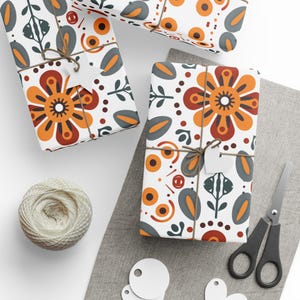 Inpakpapier in retrostijl - Vintage Retro Cadeaupapier - Verjaardagscadeaupapier - Bloemen inpakpapier - Huwelijkscadeau - Unieke cadeaupapier -