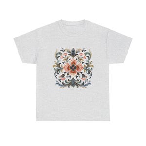 Rosemaling T-shirt - Traditional Norwegian - Folk Art Tee - Folklore Tshirt - Scandinavian - Nordic Floral Tshirt - Botanical Design Tee -