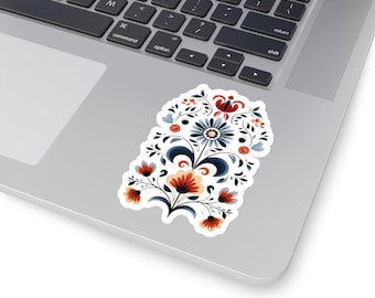 Pegatina floral de Rosemaling: diseño tradicional noruego