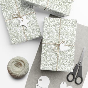 Greenery Gift Wrap Paper - Minimalistic Gift Wrap - Floral and Minimal Wrapping Paper - Birthday Gift Wrap - Wedding Gift Wrap -Perfect Gift