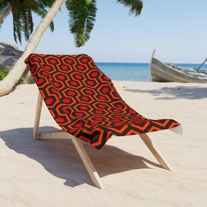 Creepy Overlook Hotel Carpet Beach Towel - The Shining Inspired Horror Movie Design - Scare Off Sun Lounger Thieves with Retro Style