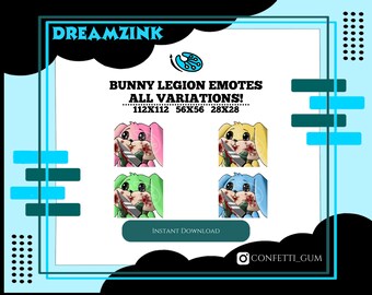 Veelkleurige Bunny Legioen-emote | Twitch/onenigheid | Stille Heuvel | DeadByDaylight | Verschrikking