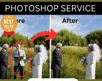 Photoshop Wedding Photo Editing Service,  Add loss of Father into picture, custom photo gift, combine photos, add loved one photo merge