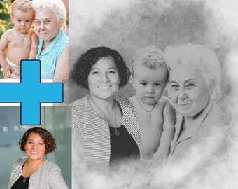 Retrato familiar personalizado: añade a tu ser querido a la foto (archivo digital)