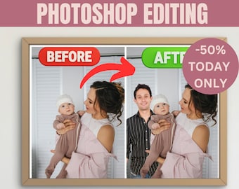 Overledene toevoegen aan foto, foto's combineren, herdenkingscadeau, Photoshop-service