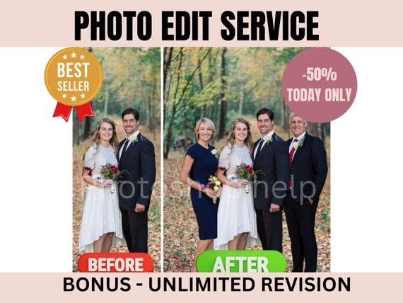 Photoshop Service,Wedding Photos Edit,Photo Edit Service, Add person Remove people or objects from photo Merge photos,Change background
