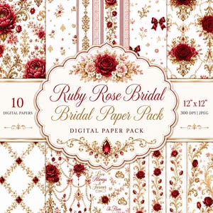 Digitalt papperspaket för brudtärnor i Ruby Rose