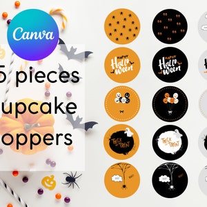 Editable Boo Cupcake Toppers  Halloween Party Decorations Halloween Cupcake Toppers Halloween  Party Decor Supplies  Instant Download
